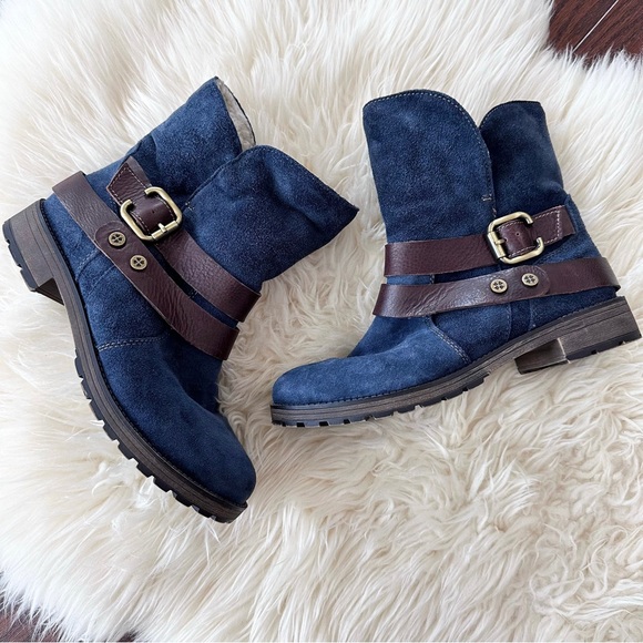 Women’s Size 7W Naturalizer N5 Comfort Talley Blue Leather Upper Sherling Bootie - Picture 7 of 13